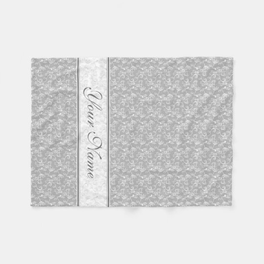 Couverture Polaire White&Grey moderne doux appelé Damask (Devant (Horizontal))