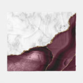 Couverture Polaire White Marble Burgundy Agate Gold Glitter (Devant (Horizontal))