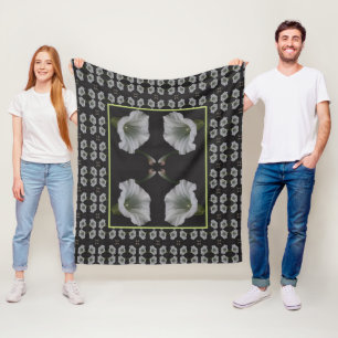 Couverture Polaire White Morning Glory Flower Motif Abstrait