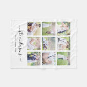 Couverture Polaire White Neuf Photo Collage Nom de famille Calligraph (Devant (Horizontal))