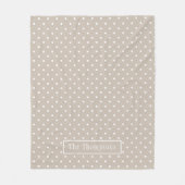 Couverture Polaire White On Beige Polka Dots Pattern With Custom Name (Devant)