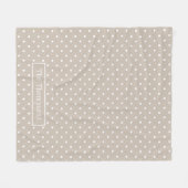 Couverture Polaire White On Beige Polka Dots Pattern With Custom Name (Devant (Horizontal))
