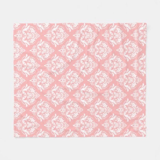 Couverture Polaire White & Pink Floral Damasks Pattern (Devant (Horizontal))