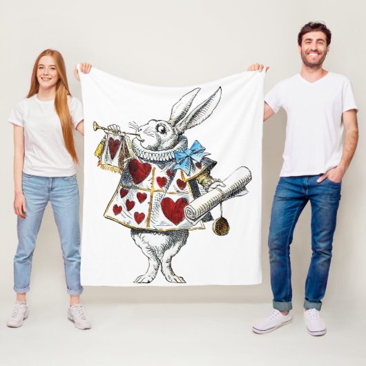 Couverture Polaire White Rabbit Alice Wonderland Hearts (En situation)