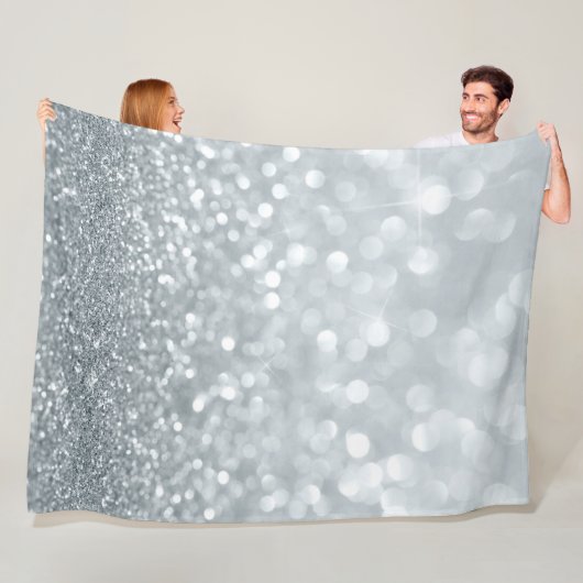 Couverture Polaire White Silver Parties scintillant Bokeh Glam tendan (En situation)
