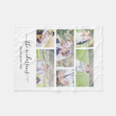 Couverture Polaire White Six Photo Collage Nom de famille Calligraphi (Devant (Horizontal))