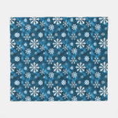 Couverture Polaire White Snowflakes Pattern On Blue Winter (Devant (Horizontal))