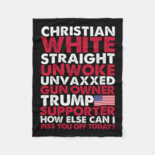 Couverture Polaire White Straight Unwoke Unvaxxxxxxxxe Trump Supporte (Devant)