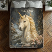 Couverture Polaire White Unicorne Winter Castle Fairytale Snowy Pines