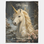 Couverture Polaire White Unicorne Winter Castle Fairytale Snowy Pines (Devant)