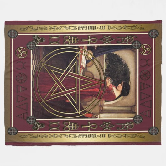 Couverture Polaire Wicca Pentacle Fleece Blanche (Devant (Horizontal))