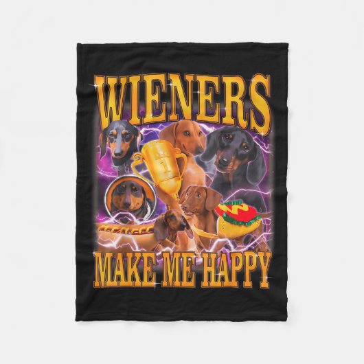 Couverture Polaire Wieners Make Me Happy Funny Dachshund Dog Lover (Devant)