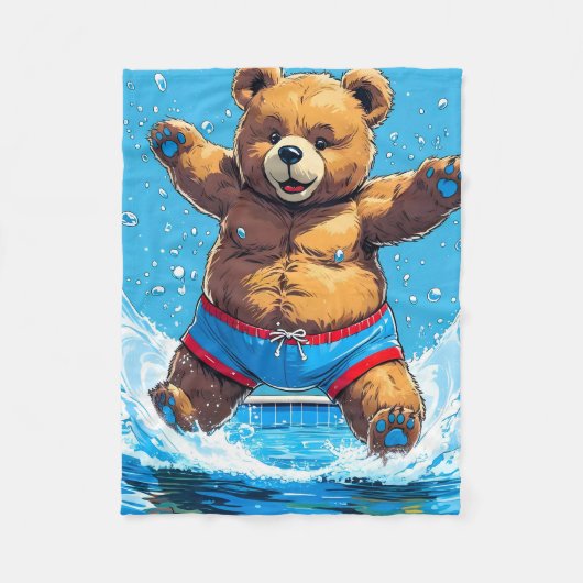Couverture Polaire Wild Bear Summer Vintage Pool (Devant)
