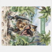 Couverture Polaire Wild Dinosaur Blanket Personnalisé Nom du garçon C (Devant (Horizontal))