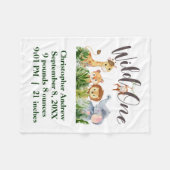 Couverture Polaire Wild One Baby Animals Jungle Safari Naissance Stat (Devant (Horizontal))