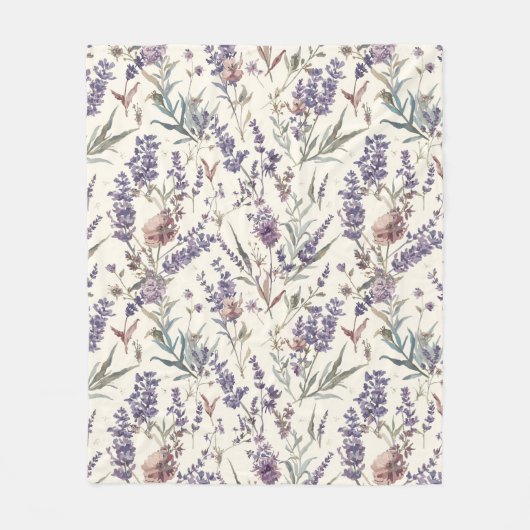 Couverture Polaire Wildflower Lavender Boho Botanical Floral Pattern (Devant)