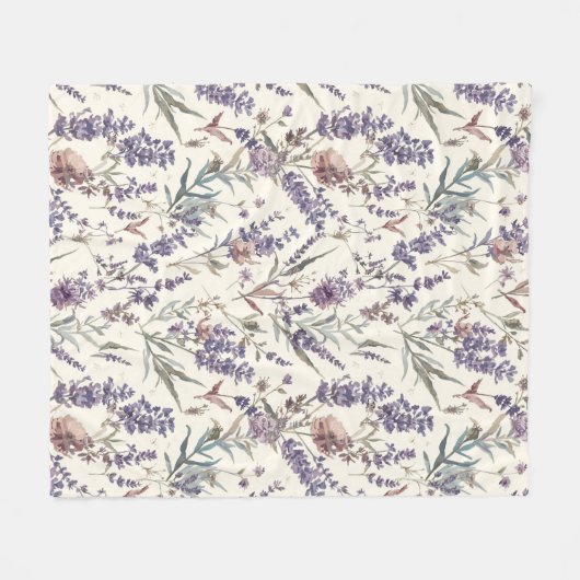 Couverture Polaire Wildflower Lavender Boho Botanical Floral Pattern (Devant (Horizontal))