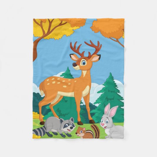 Couverture Polaire Wildlife Raccoon Chipmunk Rabbit Deer Fall Landsca (Devant)