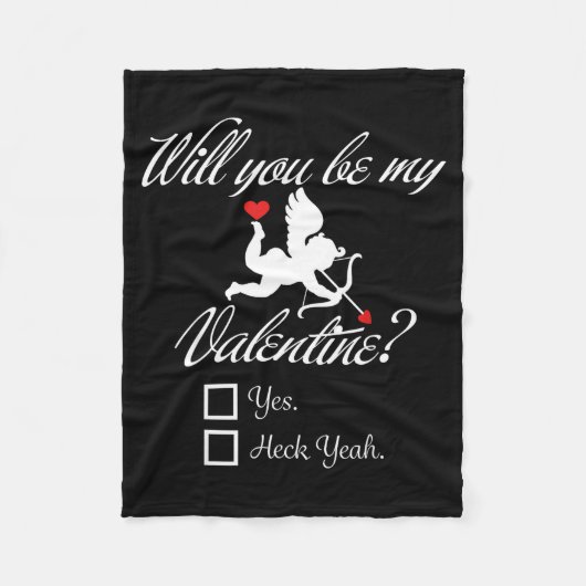 Couverture Polaire Will You Be My Valentine Funny Heart Cud V-day  (Devant)