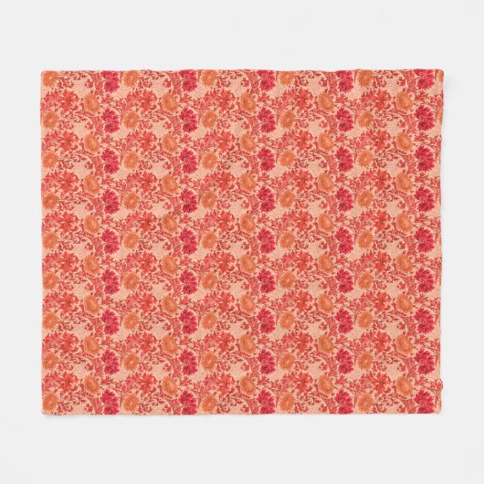 Couverture Polaire William Morris Chrysanthemums, Coral Orange (Devant (Horizontal))