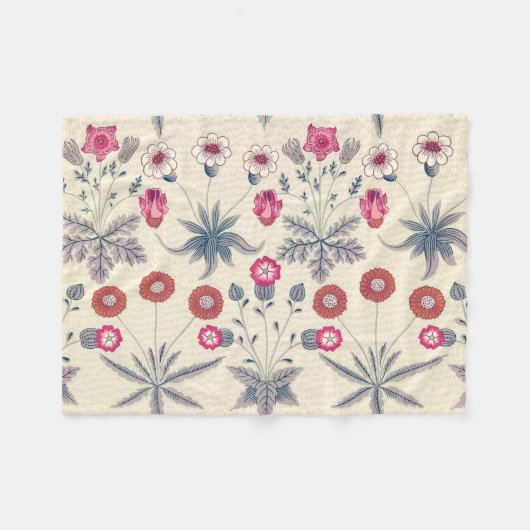 Couverture Polaire William Morris Daisy Motif floral Orange rouge (Devant (Horizontal))