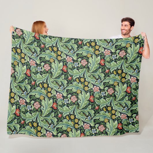 Couverture Polaire William Morris Fleurs florales Carnation vert rose (En situation)