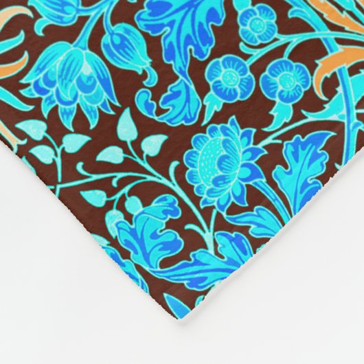 Couverture Polaire William Morris Hyacinth Imprimer, Aqua et Brown (Coin)