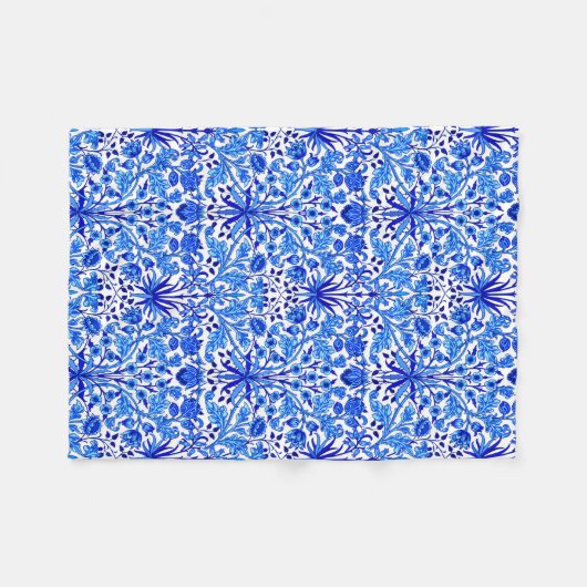 Couverture Polaire William Morris Hyacinth Imprimer, Cobalt bleu et b (Devant (Horizontal))