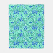 Couverture Polaire William Morris Irises, Bleu de Cobalt, Aqua et Tur (Devant)