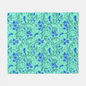 Couverture Polaire William Morris Irises, Bleu de Cobalt, Aqua et Tur (Devant (Horizontal))