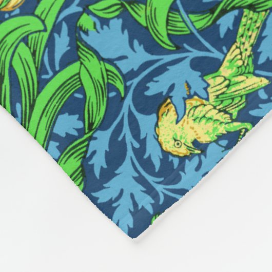 Couverture Polaire William Morris Irises, jaune et bleu de cobalt (Coin)