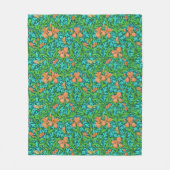 Couverture Polaire William Morris Irises, orange et turquoise (Devant)