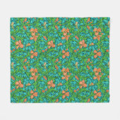 Couverture Polaire William Morris Irises, orange et turquoise (Devant (Horizontal))