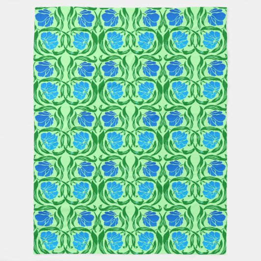 Couverture Polaire William Morris Pimpernel, Blue & Lime Green (Devant)