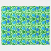 Couverture Polaire William Morris Pimpernel, Blue & Lime Green (Devant (Horizontal))