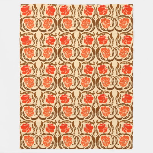 Couverture Polaire William Morris Pimpernel, Mandarin Orange & Brown (Devant)