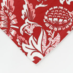 Couverture Polaire William Morris Sunflowers, Deep Red et White
