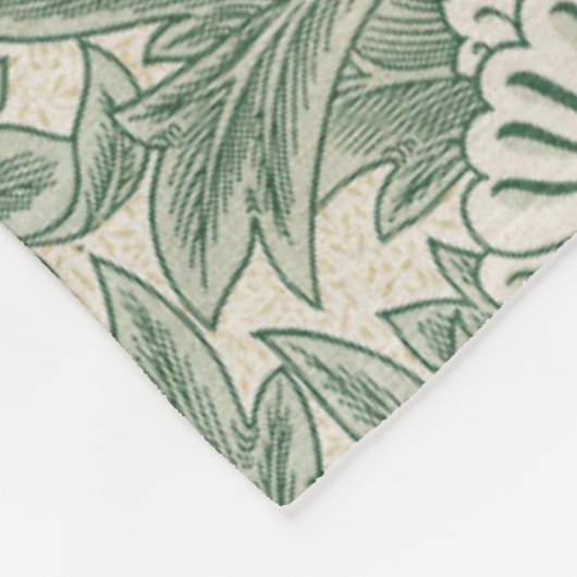 Couverture Polaire William Morris tulip fond textile vert (Coin)