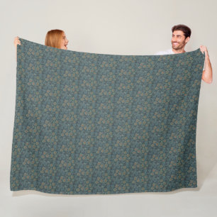 Couverture Polaire William Morris Vintage Floral Green Blue Orchard