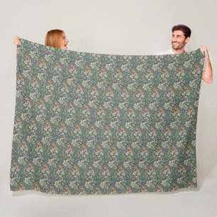 Couverture Polaire William Morris Vintage Floral Rose Green Compton