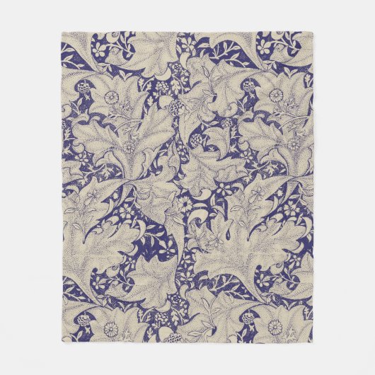 Couverture Polaire William Morris Wallflower bleu damas floral (Devant)