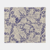Couverture Polaire William Morris Wallflower bleu damas floral (Devant (Horizontal))