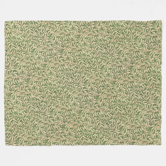 Couverture Polaire William Morris Willow Bough Green Willow Feuilles (Devant (Horizontal))