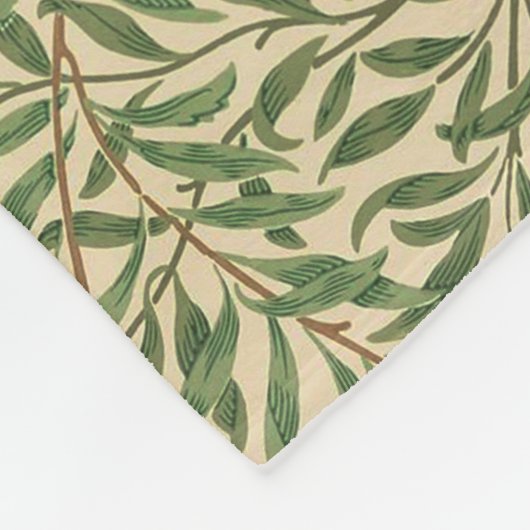 Couverture Polaire William Morris Willow Bough Green Willow Feuilles (Coin)