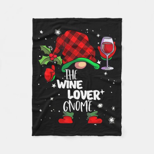 Couverture Polaire Wine Lover Gnome Red Buffalo Plaid Matching Family (Devant)