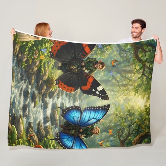 Couverture Polaire Wings of the Grove premium fantasy fleece blanket (En situation)