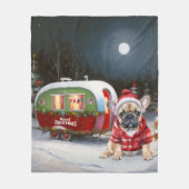 Couverture Polaire Winter French Bulldog Caravan Christmas Adventure (Devant)