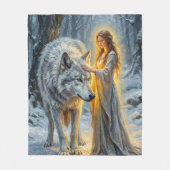 Couverture Polaire Winter Goddess & White Wolf (Devant)