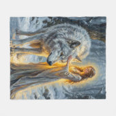 Couverture Polaire Winter Goddess & White Wolf (Devant (Horizontal))
