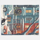 Couverture Polaire Winter New York city retro  (Devant (Horizontal))